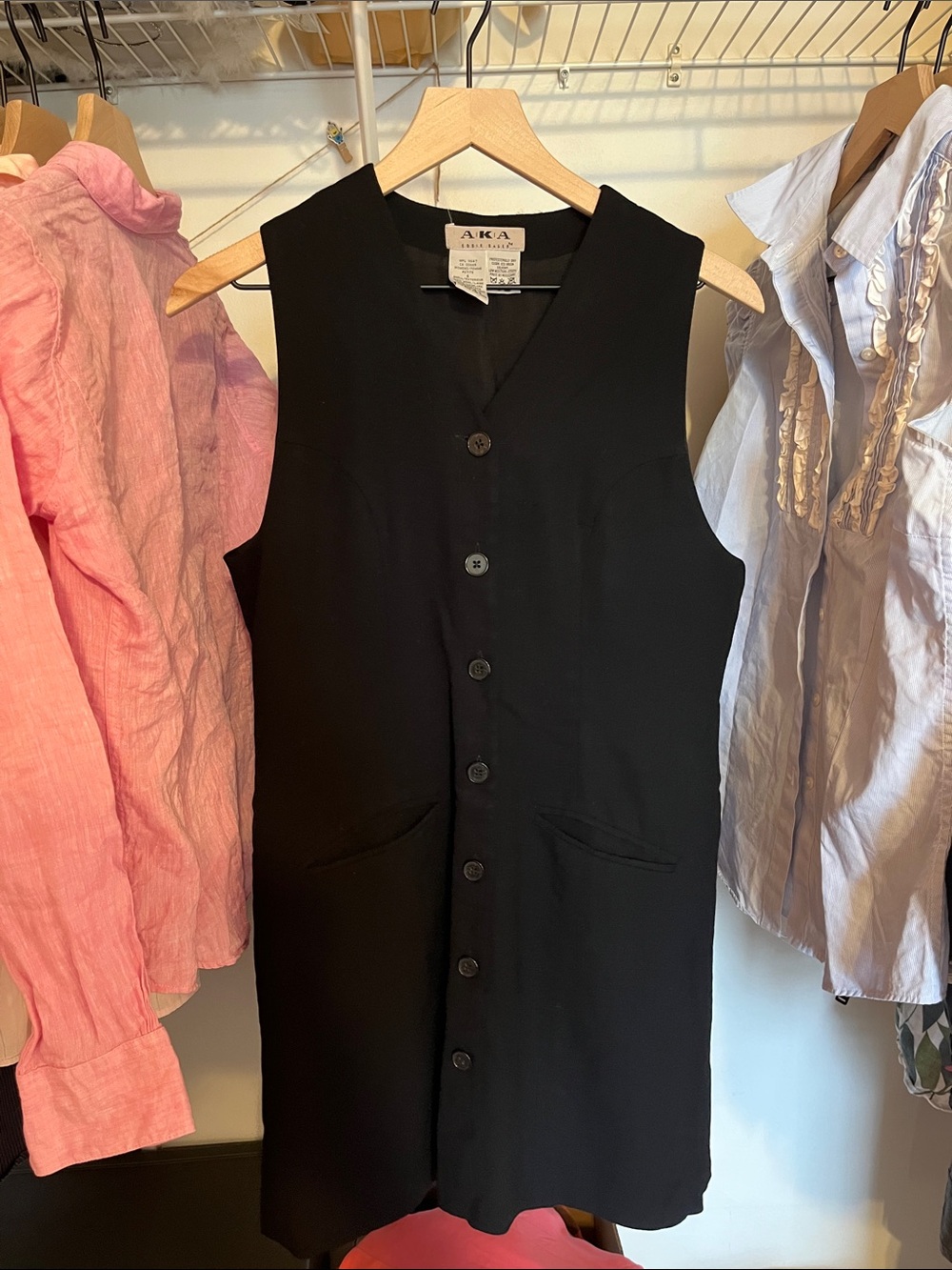 Eddie Bauer Black Button-Front Mini Dress